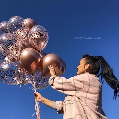 Воздушные шары: На фото Сет воздушных шаров "Розовое золото" Воздушные шары: Сет воздушных шаров "Розовое золото"