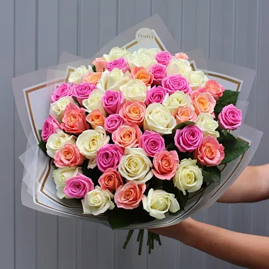 Букет из 51 розы микс 50 см - изображение 2