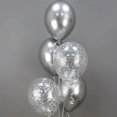Композиция серебряных шаров с конфетти - изображение 2
