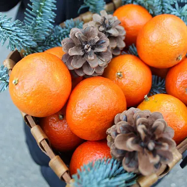 Новогодние корзины: Корзина с мандаринами