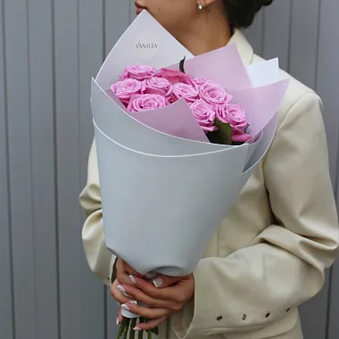 Недорогие букеты: Букет из 11 розовых роз 40 см