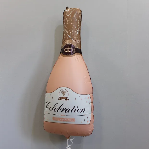 Шар Бутылка шампанского Розовый Сатин
