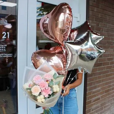 Шары фольгированные "Сердца и звезды" микс - изображение 2