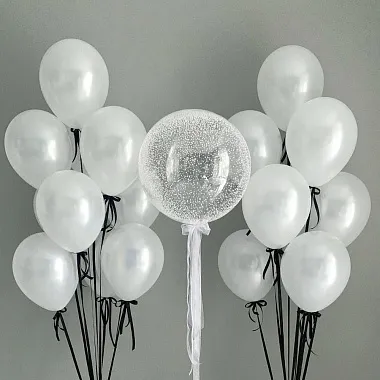 Воздушные шары - На фото Сет «Белый перламутр» - изображение 2 Сет «Белый перламутр» - изображение 2