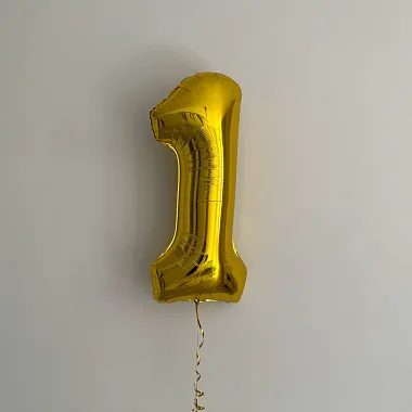 Воздушные шары: Цифра 1 метровая в золотом цвете