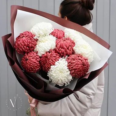 Букеты  цветов с доставкой - Букет из хризантем разных цветов - изображение 2 Букет из хризантем разных цветов - изображение 2