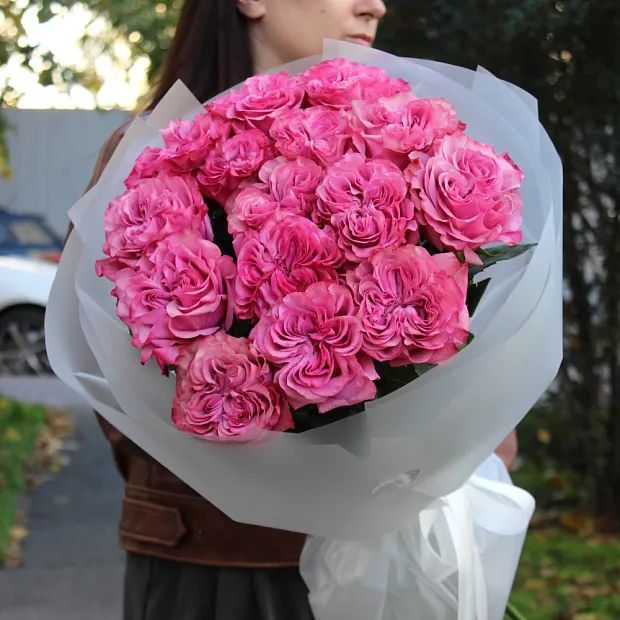 Букет из 15 пионовидных роз "Pink"