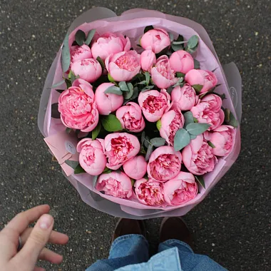 Букеты пионов: Букет пионов "Salmon"