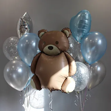 Воздушные шары: На фото Сет шаров с мишкой Воздушные шары: Сет шаров с мишкой
