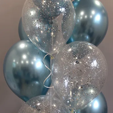 Воздушные шары: Связка шаров хром и шаров с конфетти