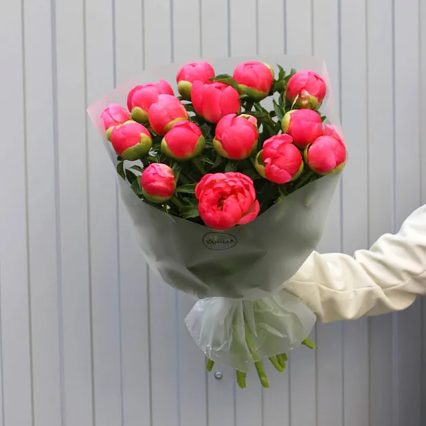 Букет из 15 пионов Coral Charm