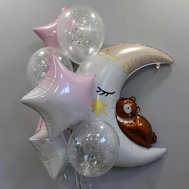 Воздушные шары - На фото Связка шаров на выписку «Полумесяц» - изображение 2 Связка шаров на выписку «Полумесяц» - изображение 2