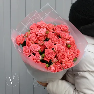 Букет из кустовой розы Барбадос  11 веток - изображение 2