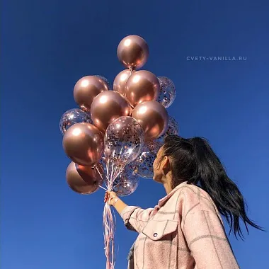 Воздушные шары - На фото Сет воздушных шаров "Розовое золото" - изображение 2 Сет воздушных шаров "Розовое золото" - изображение 2