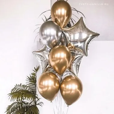 Воздушные шары - На фото Хромированные шары и звезды - изображение 2 Хромированные шары и звезды - изображение 2