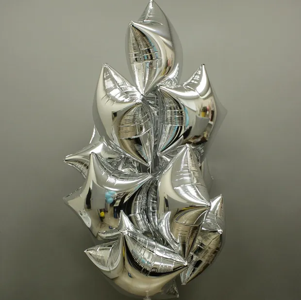 Связка из 11 шаров звезд "Серебро"