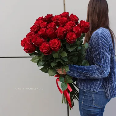 Цветы на День учителя: Букет высоких роз 80 см 