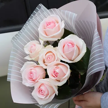 Розовые розы: Букет из 7 розовых роз 60 см
