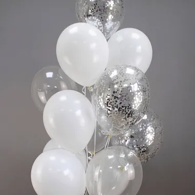 Шары на день рождения для мужчины - На фото Шары в бело-серебряной гамме - изображение 2 Шары в бело-серебряной гамме - изображение 2