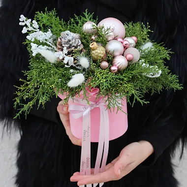 Новогодние композиции: Шляпная коробка новогодняя Merry Christmas