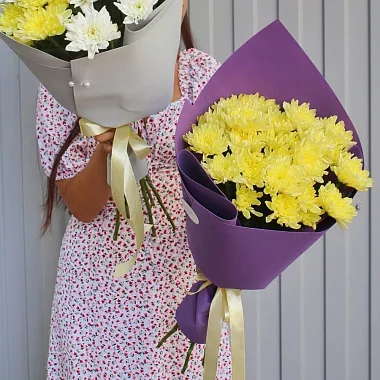 Цветы: Букет из желтой хризантемы Балтика