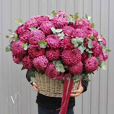 Цветы - На фото Корзина с одноголовой хризантемой VIP - изображение 2 Корзина с одноголовой хризантемой VIP - изображение 2