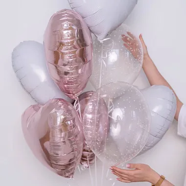 Фольгированные шары  - На фото Сет шаров "Жемчужная любовь" - изображение 2 Сет шаров "Жемчужная любовь" - изображение 2