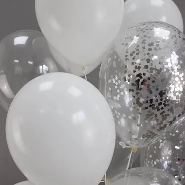 Шары на день рождения для мужчины: На фото Шары в бело-серебряной гамме Шары на день рождения для мужчины: Шары в бело-серебряной гамме