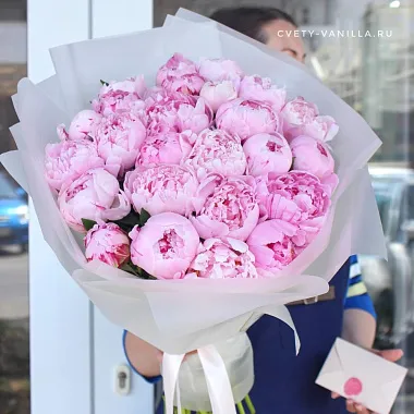 Монобукеты  цветов с доставкой - Букет из 25 пионов - изображение 2 Букет из 25 пионов - изображение 2