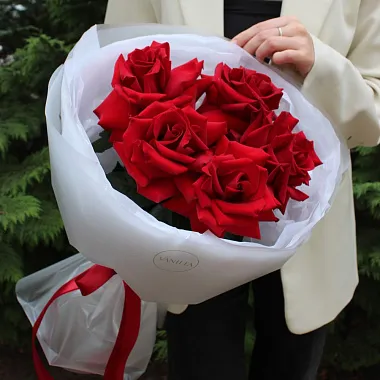 Букет из 5 французских роз Рэд - изображение 2