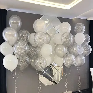 Шары на день рождения для мужчины - На фото Сет из 4х фонтанов "Silver" - изображение 2 Сет из 4х фонтанов "Silver" - изображение 2