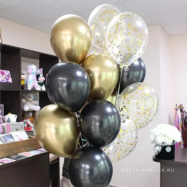 Шары на день рождения для мужчины - На фото Набор черных и золотых шаров - изображение 2 Набор черных и золотых шаров - изображение 2