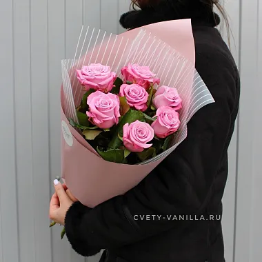 Букеты  цветов с доставкой - Букет из 7 сиреневых роз - изображение 2 Букет из 7 сиреневых роз - изображение 2