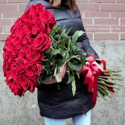 51 красная голландская роза 70 см
