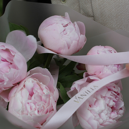 Букет из 5 розовых пионов