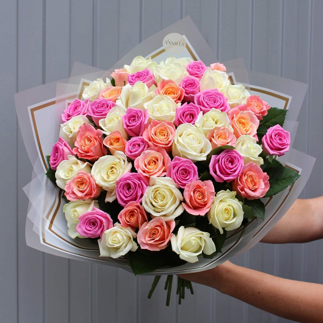 Букет из 51 розы микс 50 см - изображение 2