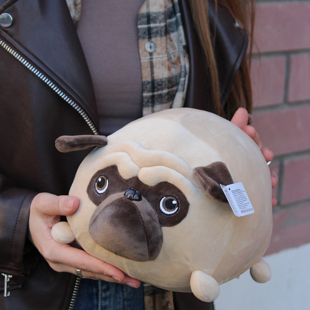 Мягкие игрушки: Мягкая игрушка "Мопс" 25 см