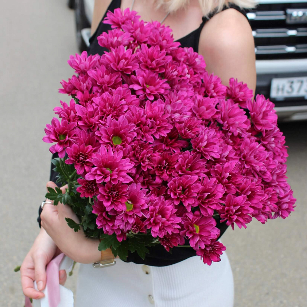 Букет из розовых хризантем