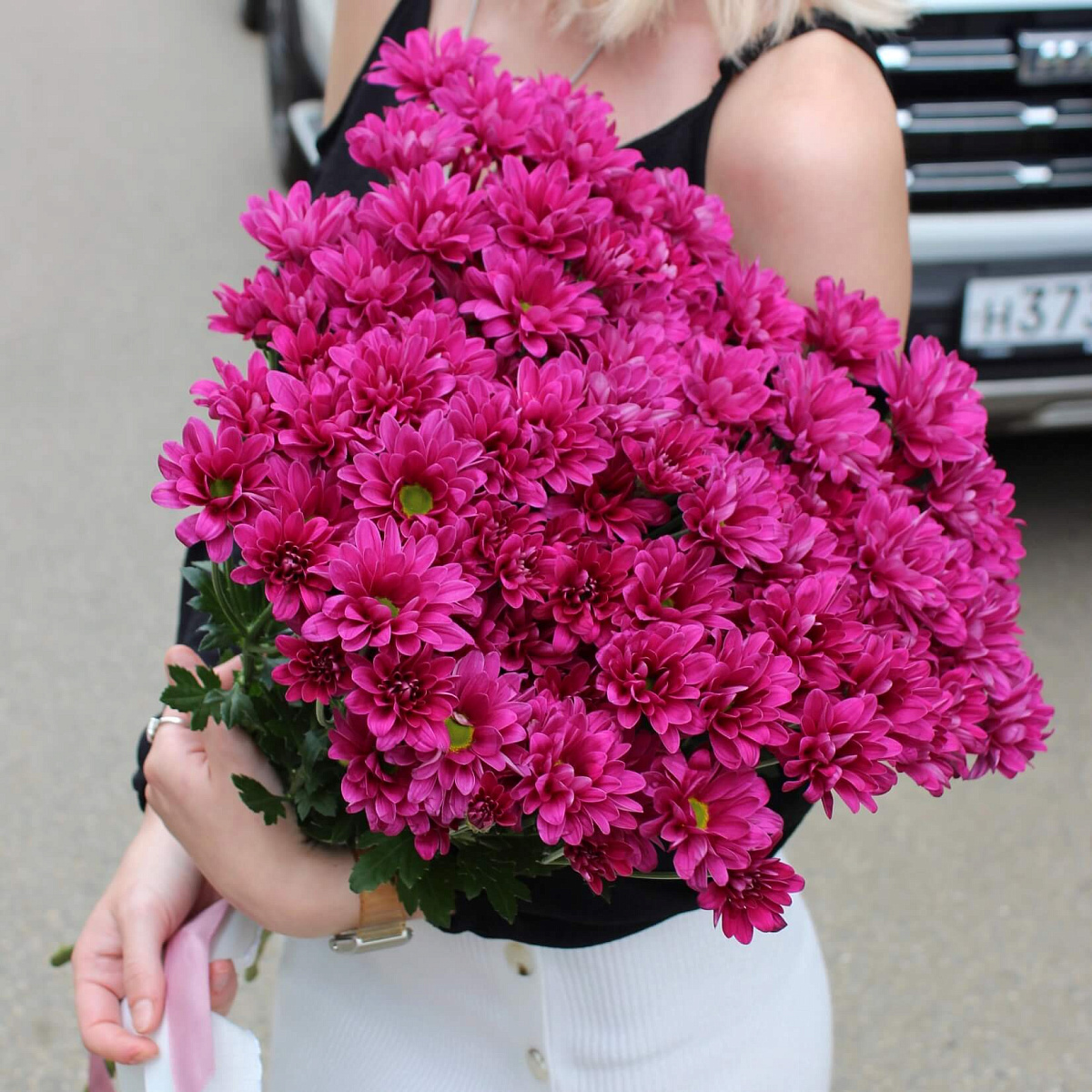 Букет из розовых хризантем