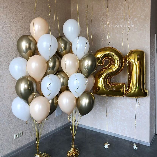 Кремово-золотые связки шаров - изображение 2