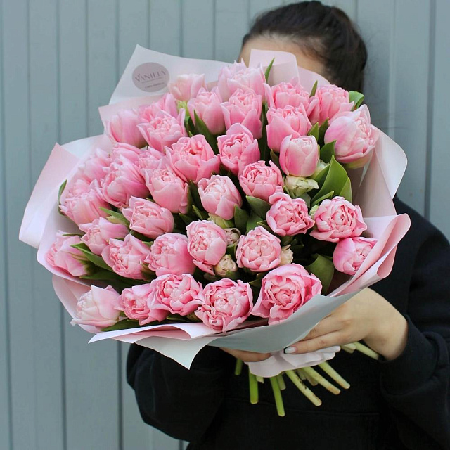 Нежные пионовидные розовые тюльпаны 39 штук - изображение 2