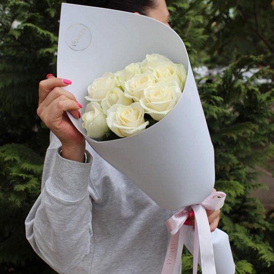 Букет из 9 роз Аваланж 60 см - изображение 2