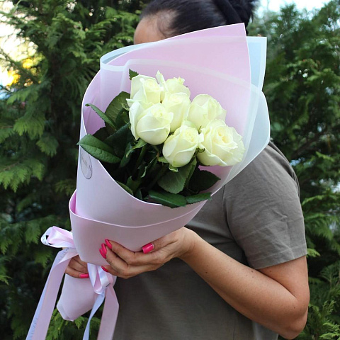 Нежный букет из 7 роз Аваланж 60 см - изображение 2