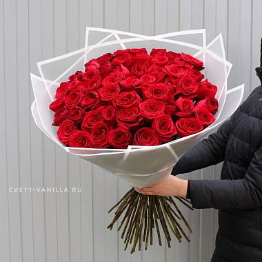 Букет из 51 длинной розы 80 см - изображение 2
