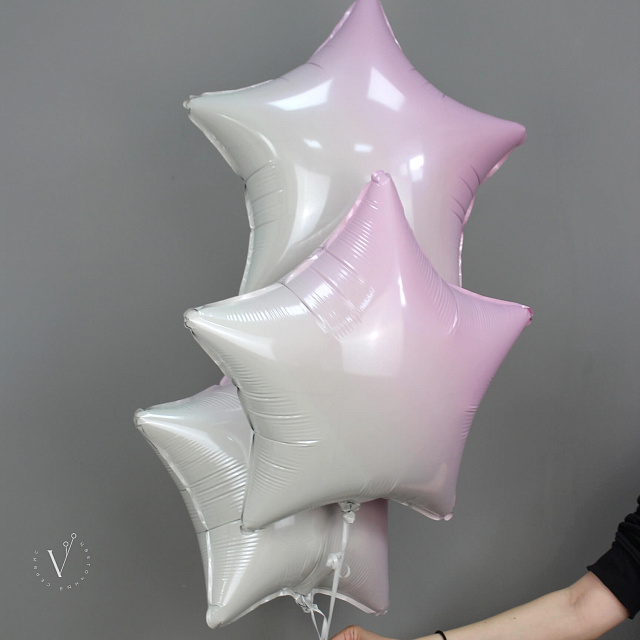 Фольгированные шары : Набор из 3х шаров звезд градиент