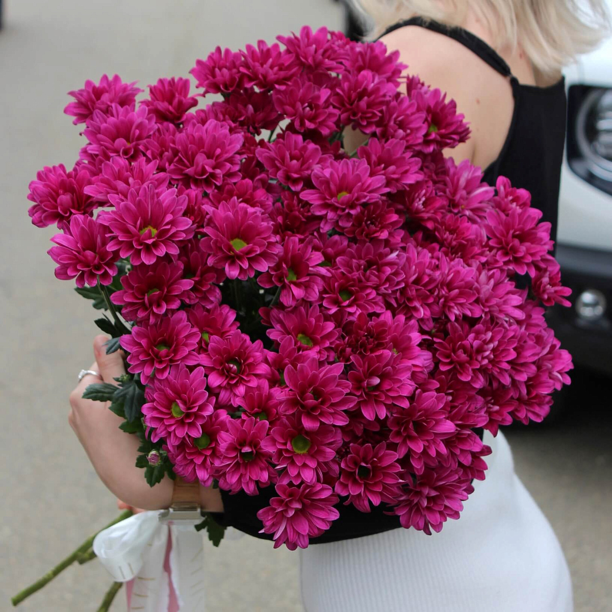 Букет из розовых хризантем