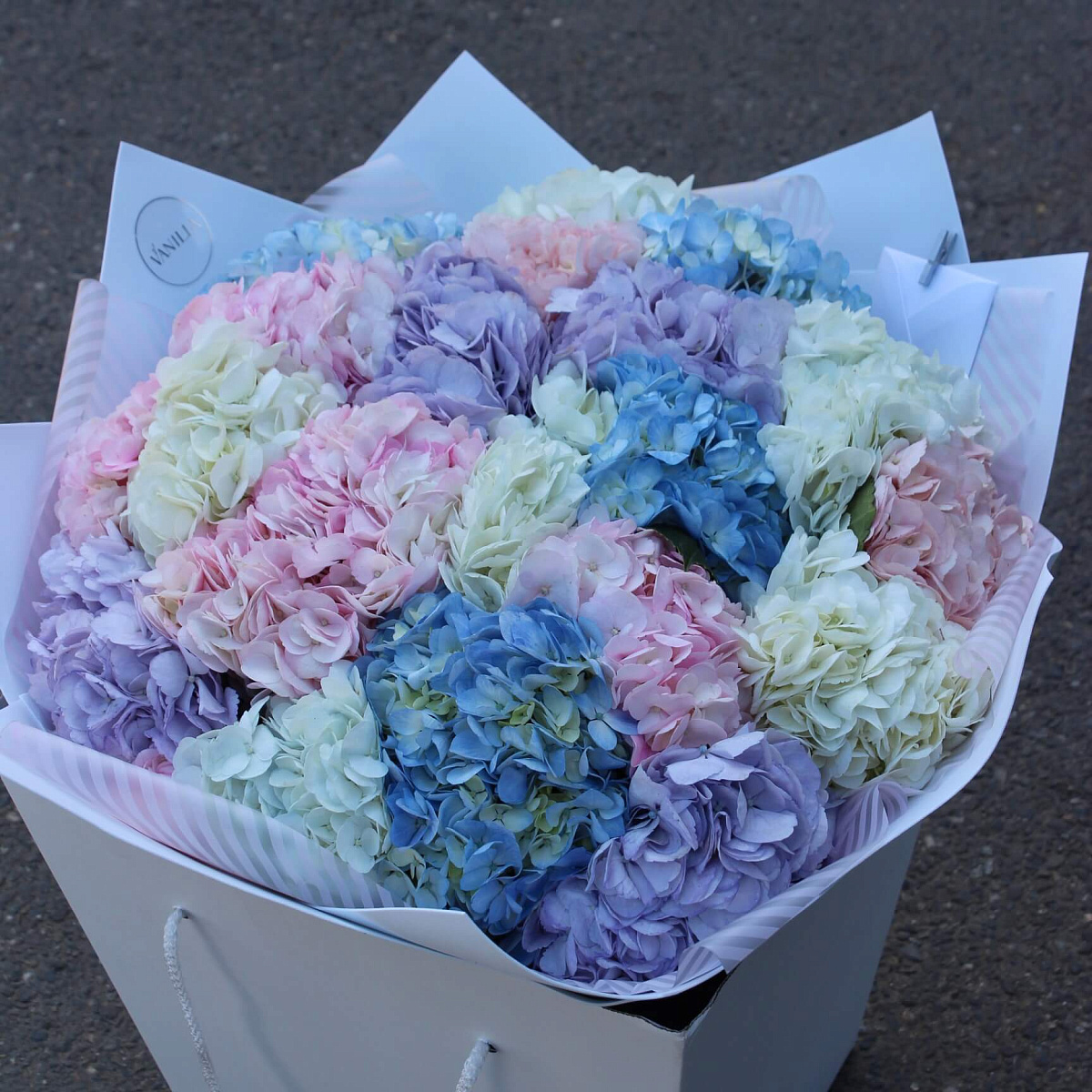 Микс из гортензий разноцветных