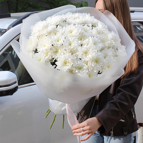 Букет из 11 белых хризантем Балтика - изображение 2