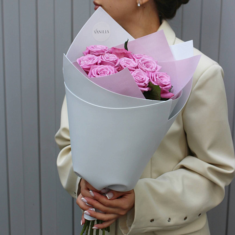 Букеты из 11 роз : Букет из 11 розовых роз 40 см
