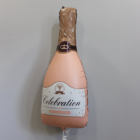 Шар Бутылка шампанского Розовый Сатин